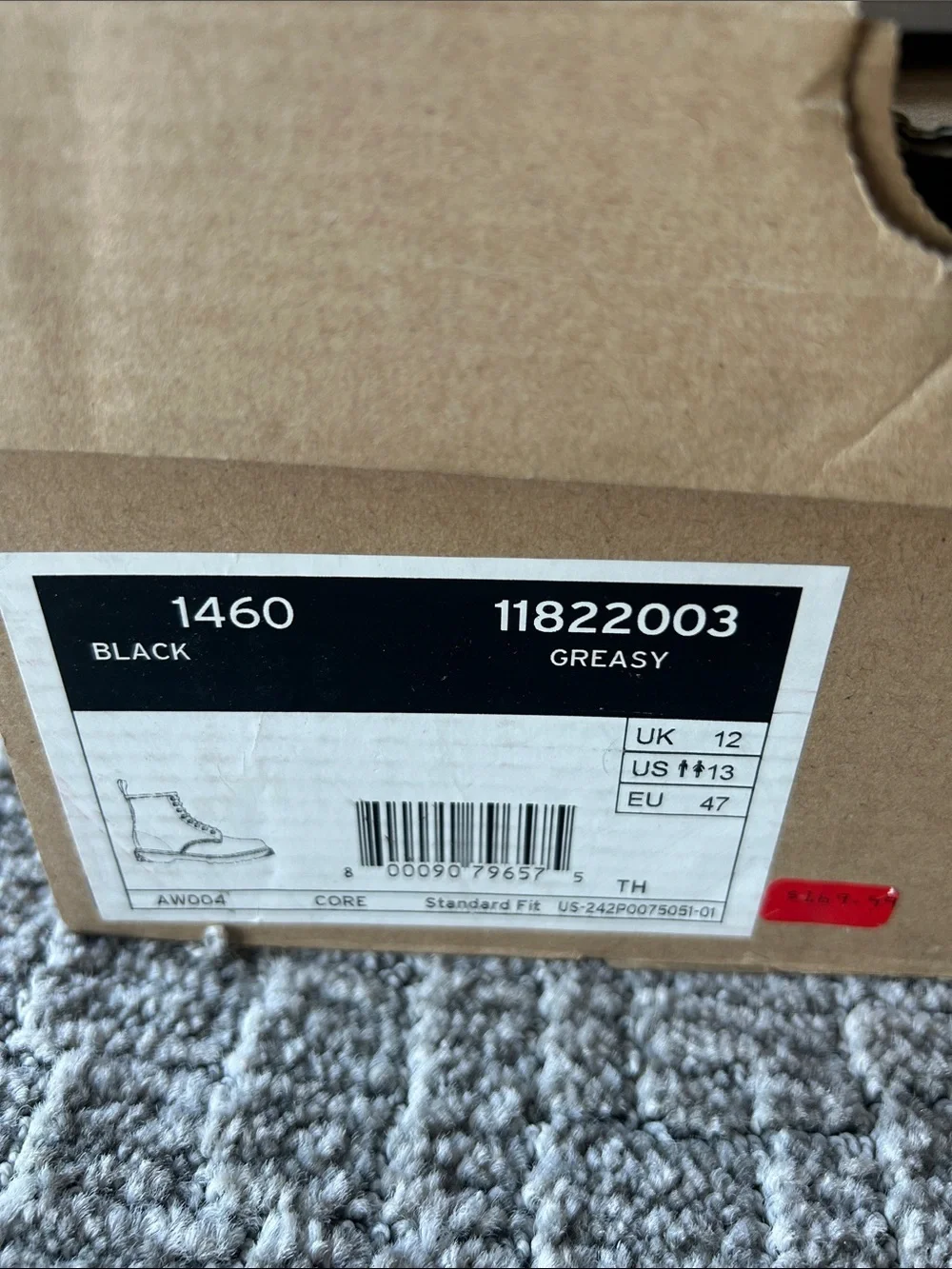 Dr. Martens 1460 GREASY LEATHER LACE UP BOOTS 13